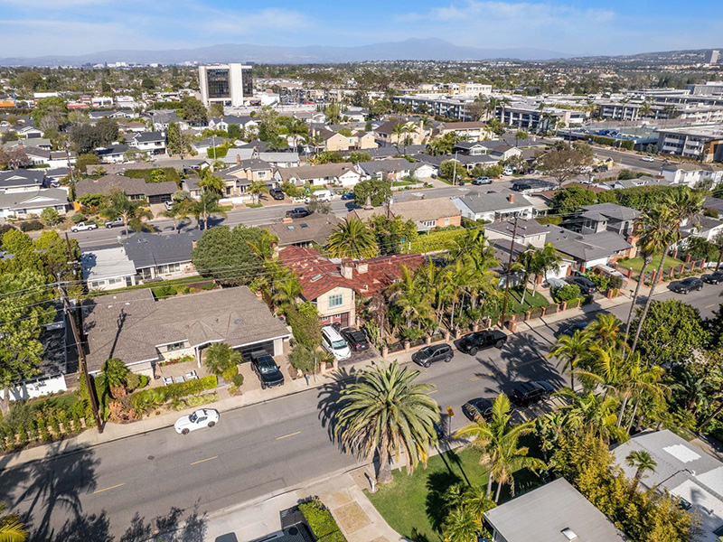 An arial view of Newport Heights 