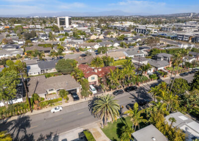 An arial view of Newport Heights
